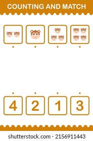 Counting and match Monkey face. Worksheet for kids