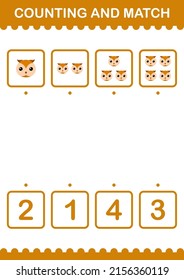Counting and match Owl face. Worksheet for kids