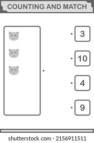 Counting and match Panda face. Worksheet for kids
