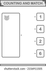 Counting and match Pig face. Worksheet for kids