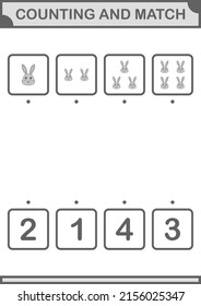 Counting and match Rabbit face. Worksheet for kids