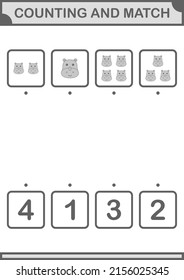 Counting and match Rhinoceros face. Worksheet for kids