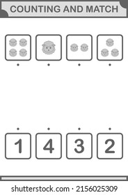 Counting and match Sheep face. Worksheet for kids