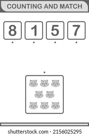 Counting and match Skunk face. Worksheet for kids