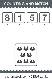 Counting and match Skunk face. Worksheet for kids