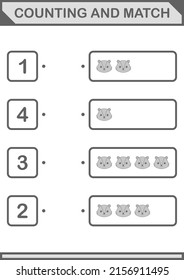 Counting and match Skunk face. Worksheet for kids