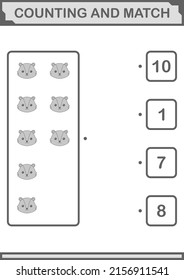 Counting and match Skunk face. Worksheet for kids