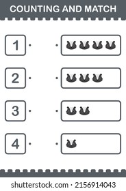 Counting and match Skunk face. Worksheet for kids