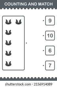 Counting and match Skunk face. Worksheet for kids