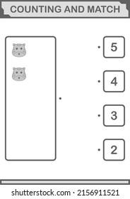 Counting and match Tiger face. Worksheet for kids