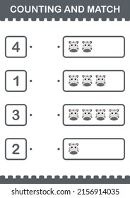 Counting and match Zebra face. Worksheet for kids