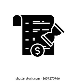 Counting money black icon, concept illustration, vector flat symbol, glyph sign.