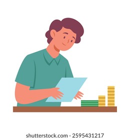 counting money man with documents