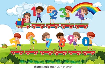 Counting number 0 to 9 for kids illustration