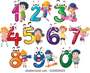 Counting Number 0 9 Kids Illustration Stock Vector (Royalty Free ...