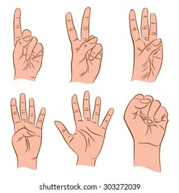 counting number 1,2,3,4,5,0 by using finger design concept vector svg