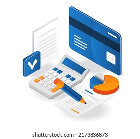 Counting the number of contents atm in isometric illustration