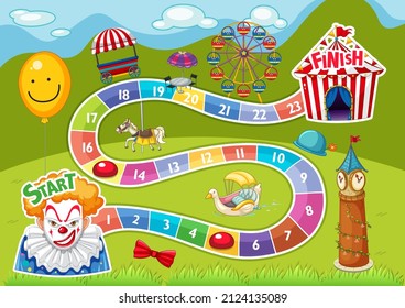 Counting number game template in circus theme illustration