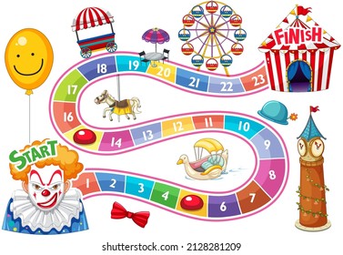 Counting number game template in circus theme illustration