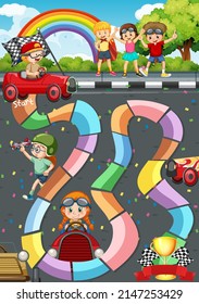 Counting number game template with happy children illustration