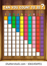Counting number one to ten on bars illustration