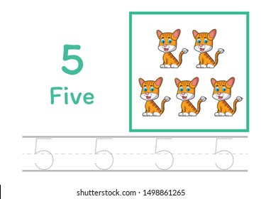 counting and number tracing with cartoon clipart worksheets

