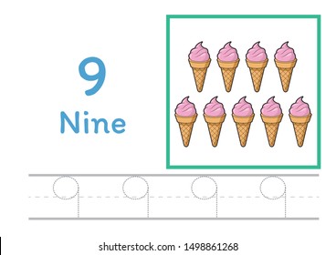 counting and number tracing with cartoon clipart worksheets
