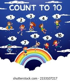 Counting numbers 1 to 10 for kids illustration