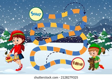 Counting numbers game template in Christmas theme illustration
