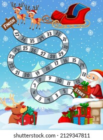 Counting numbers game template with Christmas theme illustration