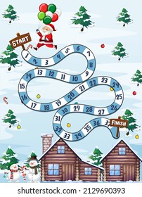 Counting numbers game template with Christmas theme illustration