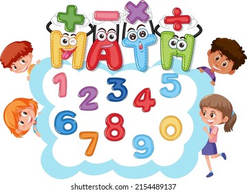 Counting numbers from zero to nine and math symbols illustration - Shutterstock ID 2154489137