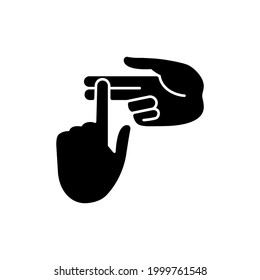 Counting on fingers black glyph icon. Clear and simple way to count. Way to demonstrate counting. Math at Your fingertips. Silhouette symbol on white space. Vector isolated illustration