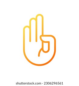 Counting on fingers pixel perfect gradient linear vector icon. Mathematical learning. Hand gesture and sign. Thin line color symbol. Modern style pictogram. Vector isolated outline drawing