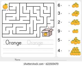 Counting oranges and match with number - Pick apple box maze game