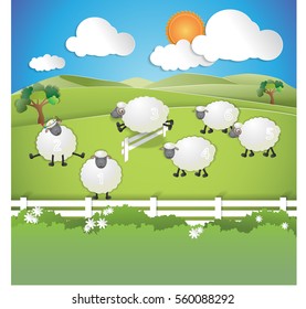 Counting Sheep Fall Asleep Sheep Paper Stock Vector (Royalty Free ...