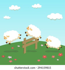 Counting Sheep in Field Background