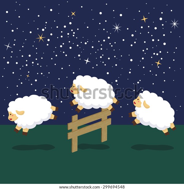 Counting Sheep Night Background Stock Vector (Royalty Free) 299694548 ...