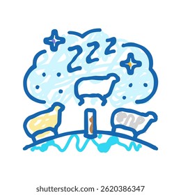 contando ovelhas dormir noite ícone doodle esboço vetor. contando ovelha dormir noite sinal.