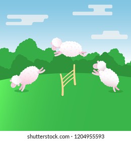 Counting Sheeps Vector Illustration Flat Cute Stock Vector (Royalty ...