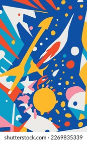 Counting Stars in Outer Space - Ein Gemälde eines bunten abstrakten Designs zum Thema Raumfahrt