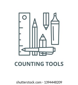 Counting tools vector line icon, linear concept, outline sign, symbol