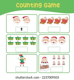 Counting and writing activity worksheet for children. Educational printable mathematic for preschool. Vector file.