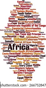 Countries in Africa word cloud concept. Vector illustration
