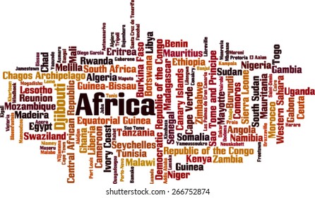 Countries in Africa word cloud concept. Vector illustration