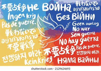 Countries all over the world express in different languages that they do not want war，Chinese translation:No war