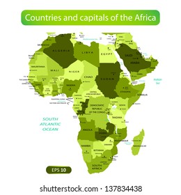 Countries and capitals of the Africa. Vector illustration