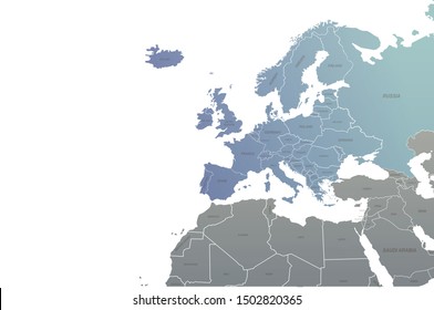 countries design vector of europe map. world map. eu map infographic background.