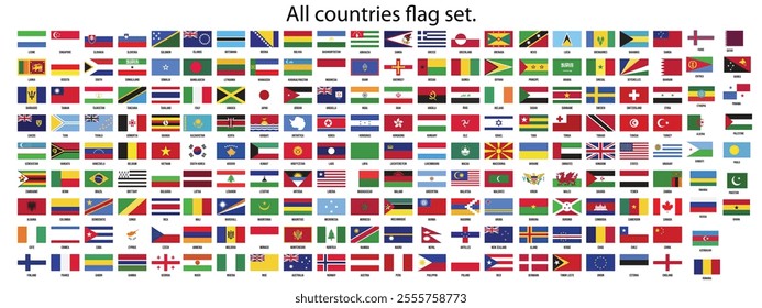 Countries flag big collection. Flags of every country vector set.