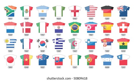 countries flags icons in jersey design, for international games.